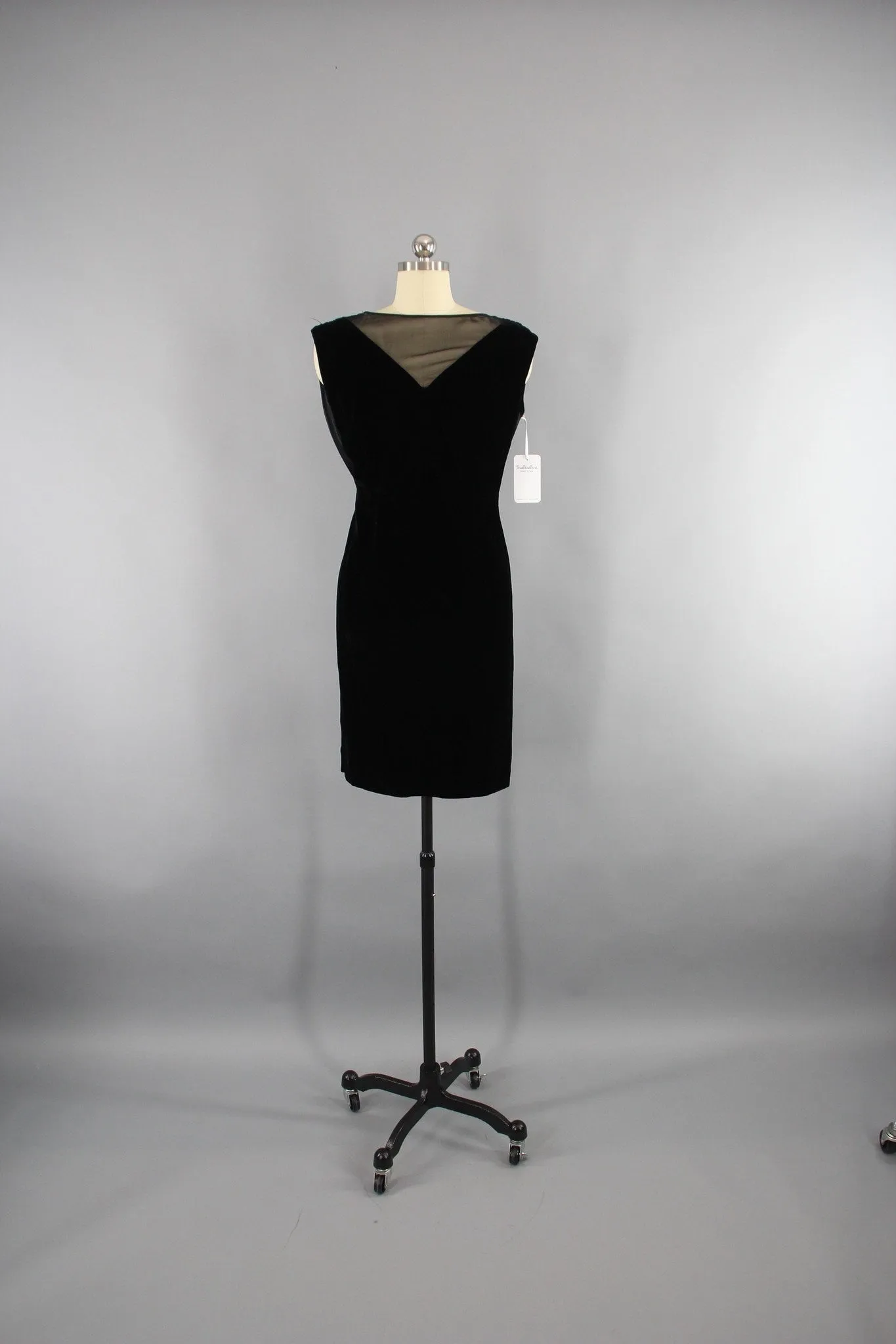 1960s Vintage Black Velvet Party Dress