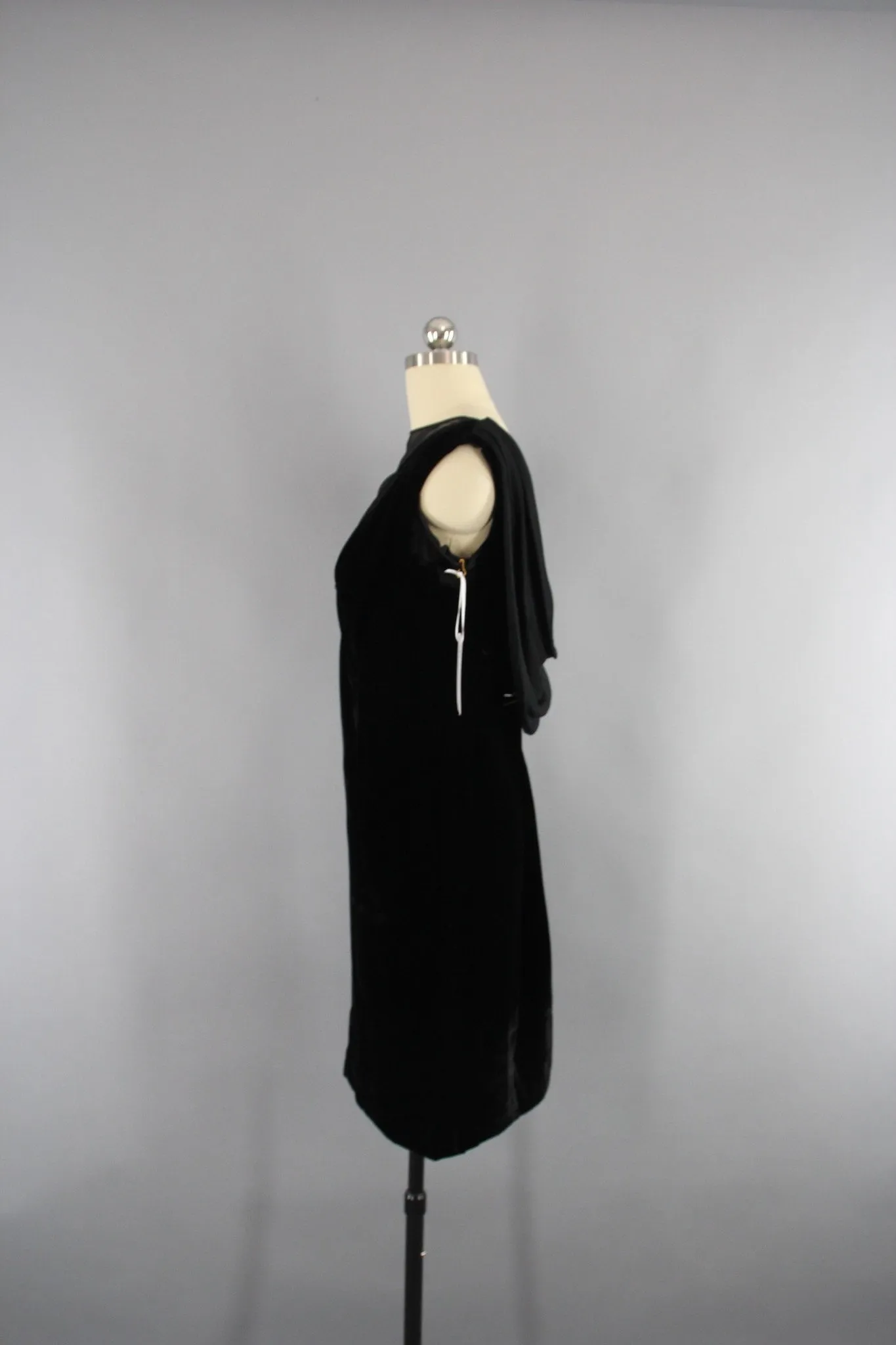 1960s Vintage Black Velvet Party Dress