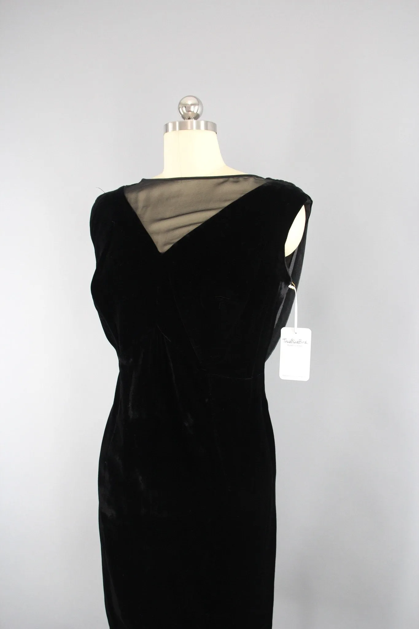 1960s Vintage Black Velvet Party Dress