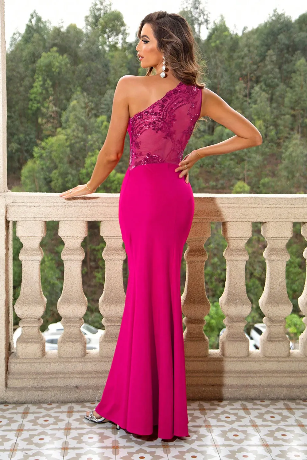 2024 Elegant One-Shoulder Sleeveless Maxi Dress for Women - Dark Prom Dress