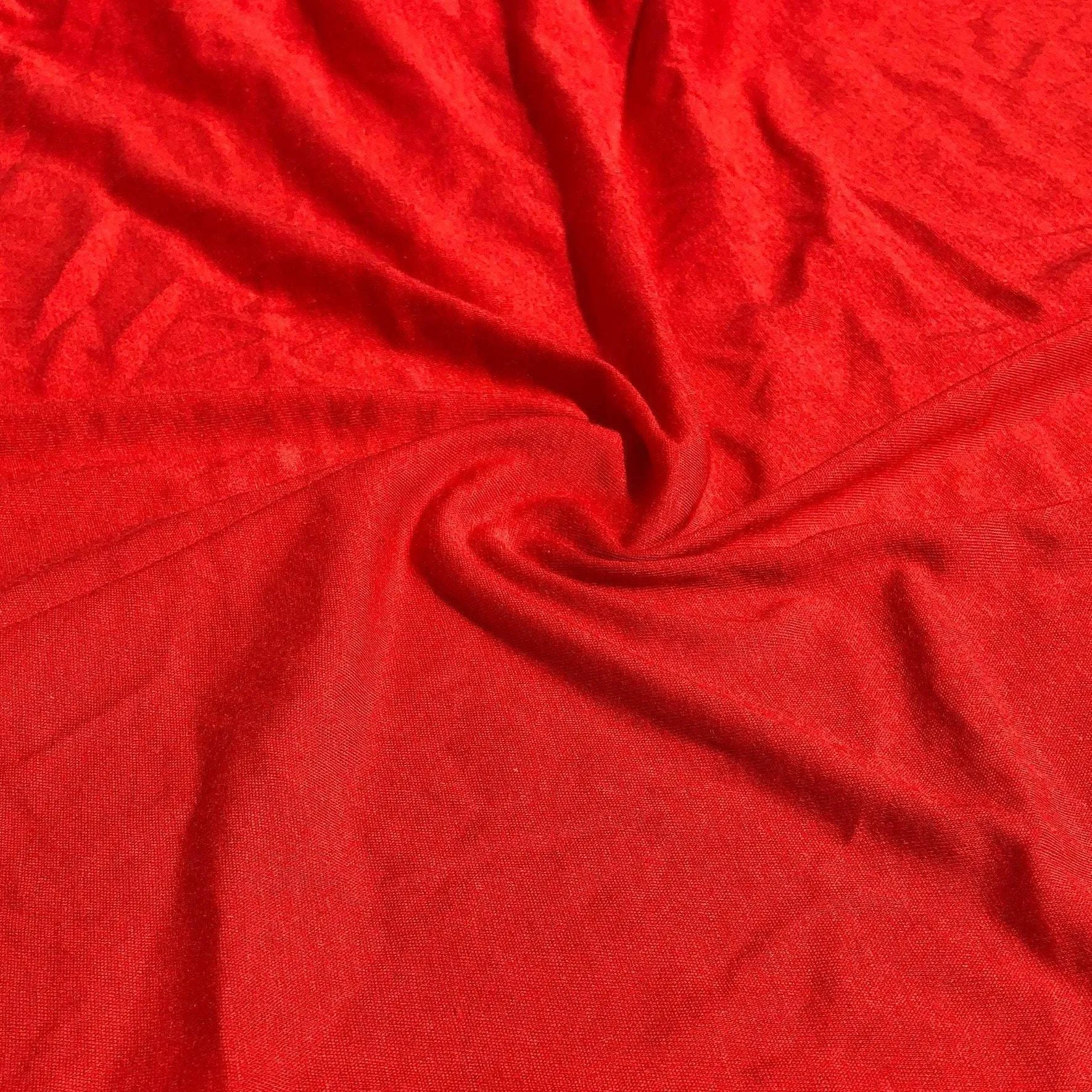 58" Solid Red 100% Viscose Rayon Piece Dyed Jersey Knit Fabric