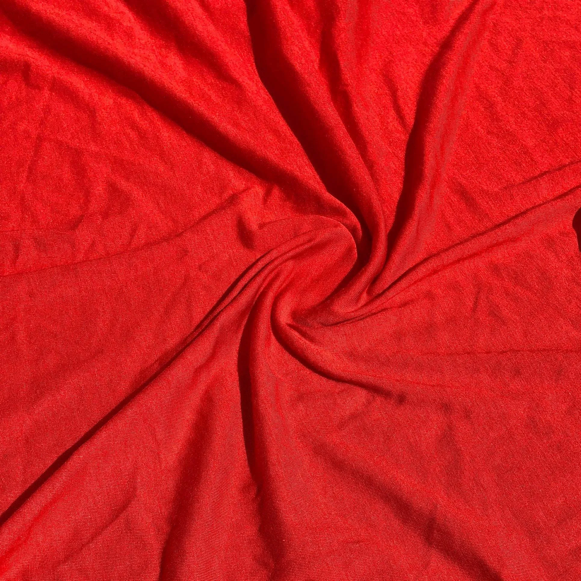 58" Solid Red 100% Viscose Rayon Piece Dyed Jersey Knit Fabric