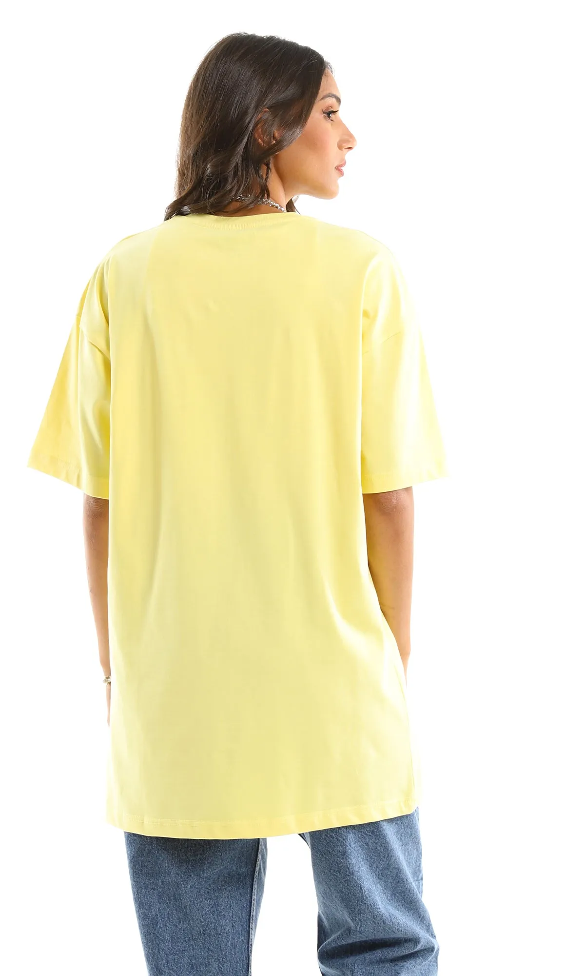 97597 Dream Transporter Printed Oversized Summer Tee - Yellow