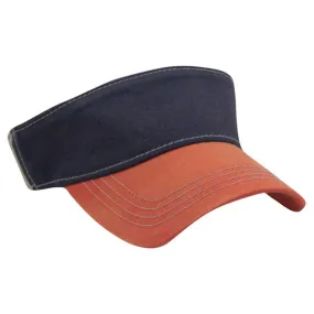 AHEAD Navy/University Orange/Tan 3-Tone Tea Stain Visor