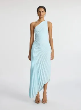 A.L.C - Delfina Matte Pleated Dress - Aqua