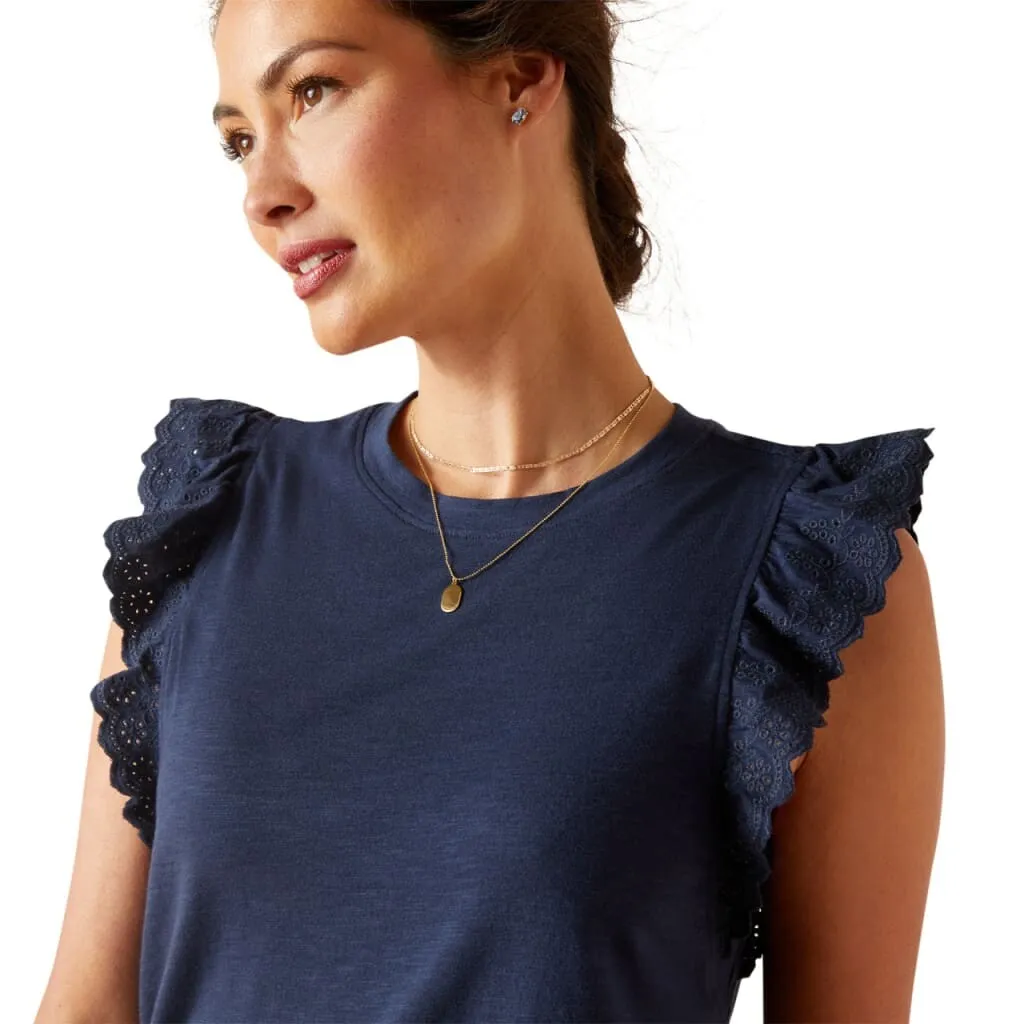 Ariat Ladies Ludlow Short Sleeved Top Navy