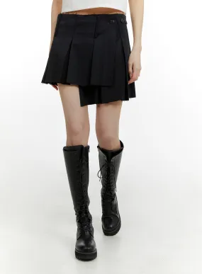 Asymmetrical Wrap Pleated Mini Skirt CM429