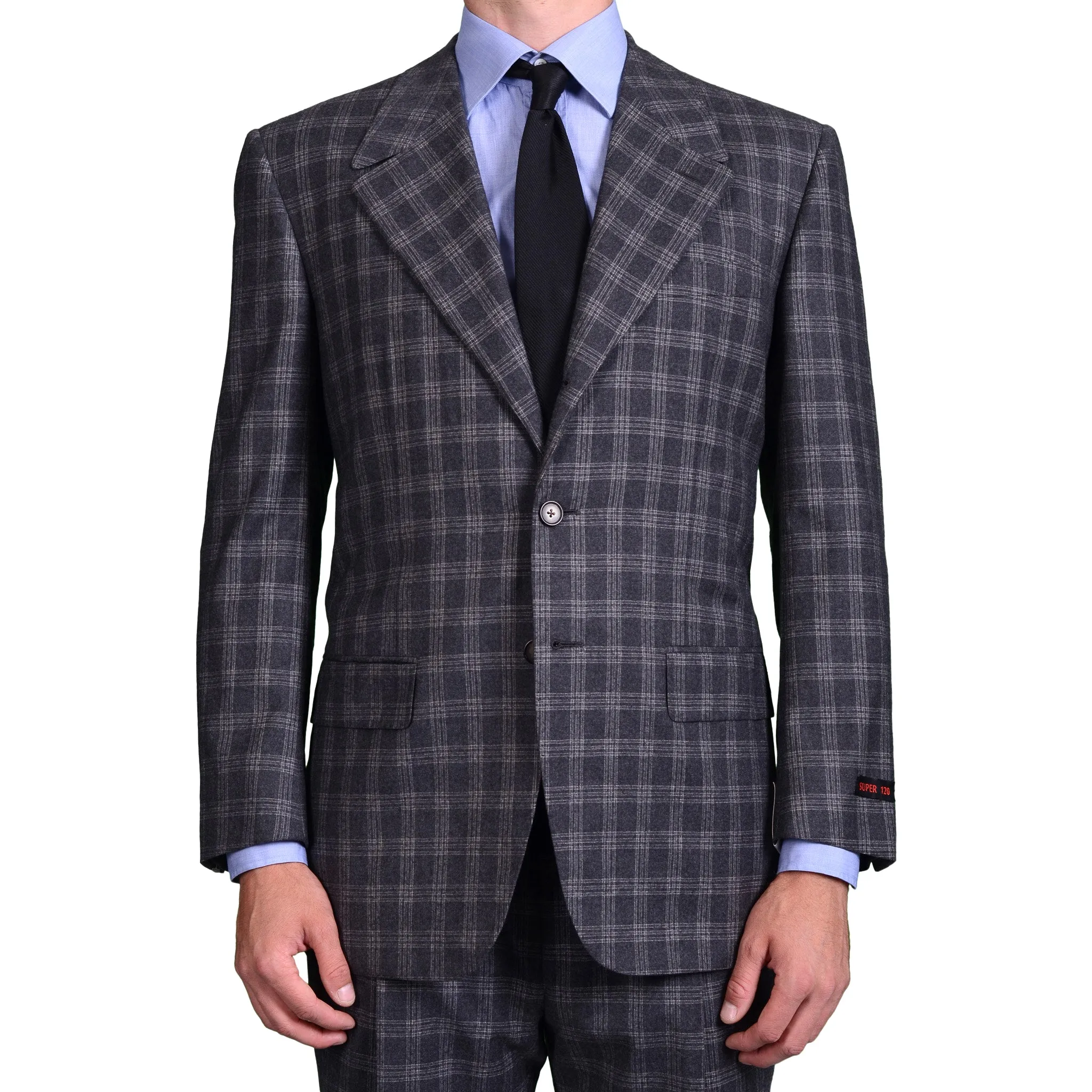 AVI ROSSINI Handmade Gray Super 120's Flannel Suit Luxury EU 52 NEW US 42