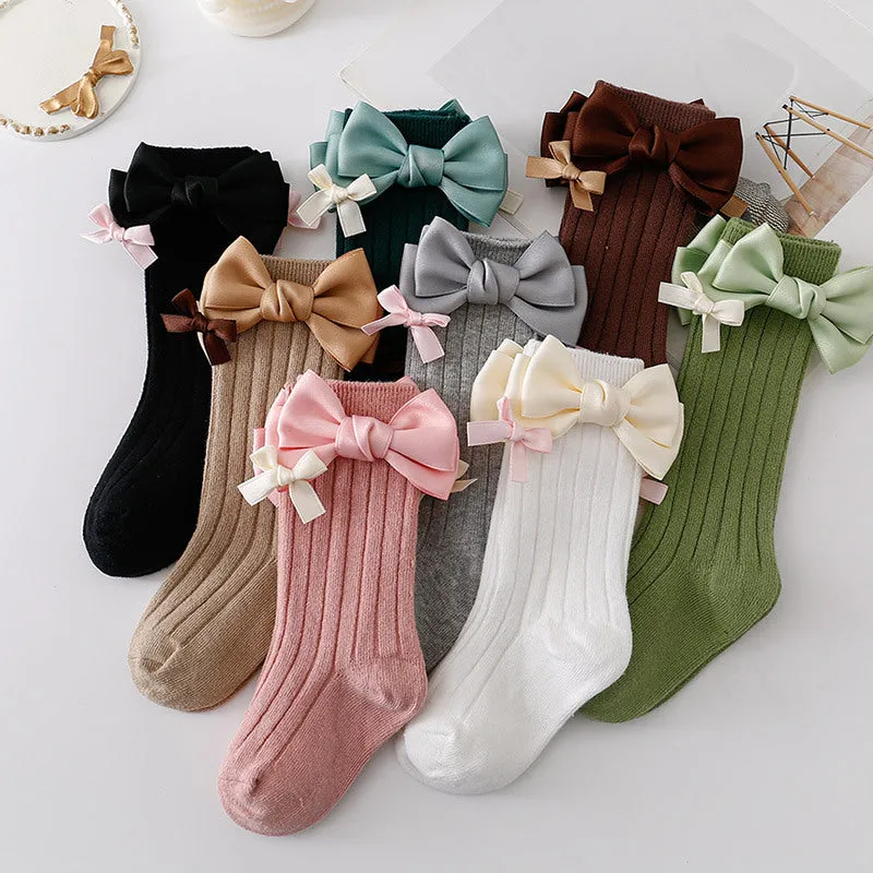 Baby Kid Girls Solid Color Bow Accessories Socks Wholesale 24011142