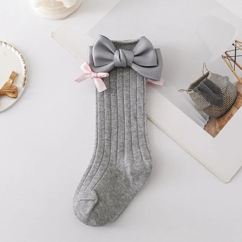 Baby Kid Girls Solid Color Bow Accessories Socks Wholesale 24011142