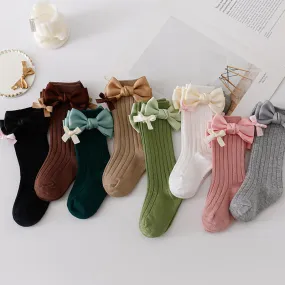 Baby Kid Girls Solid Color Bow Accessories Socks Wholesale 24011142