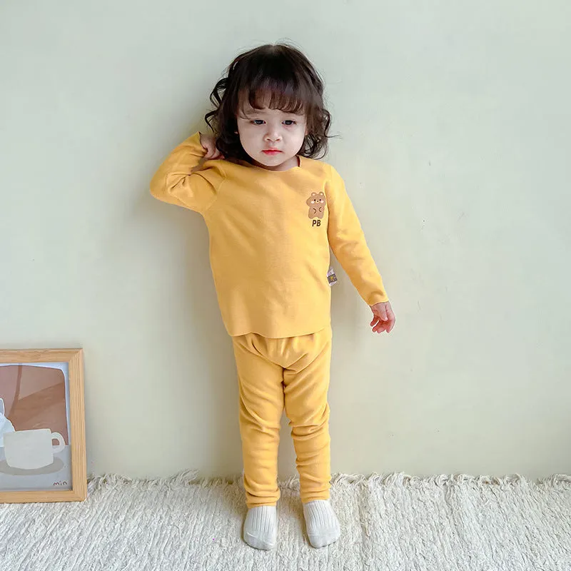 Baby Kid Girls Solid Color Letters Cartoon Sleepwears Wholesale 231019142