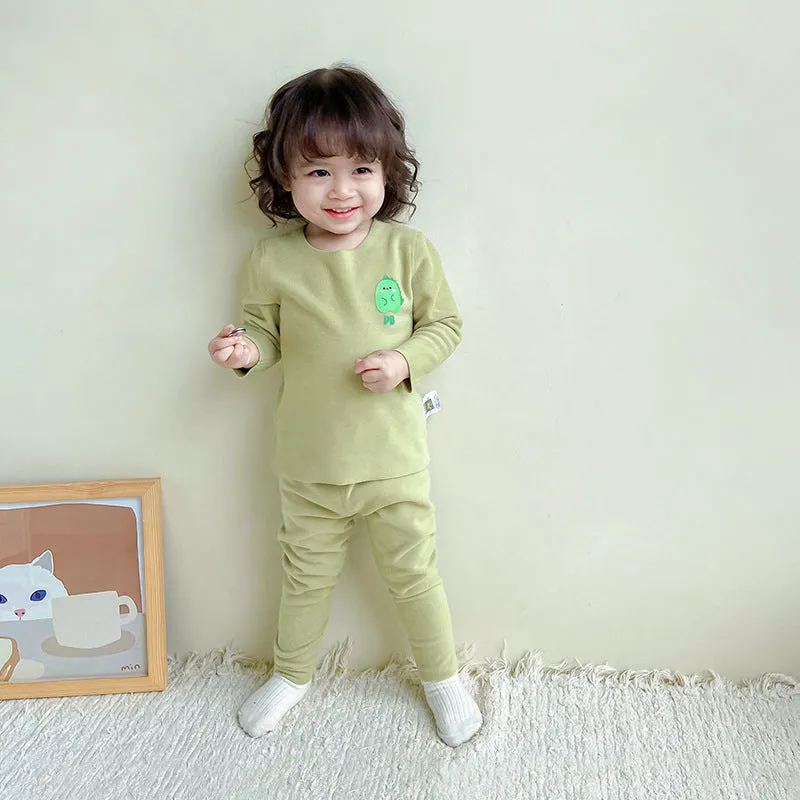 Baby Kid Girls Solid Color Letters Cartoon Sleepwears Wholesale 231019142