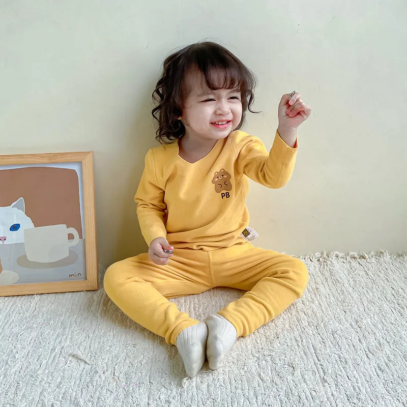 Baby Kid Girls Solid Color Letters Cartoon Sleepwears Wholesale 231019142