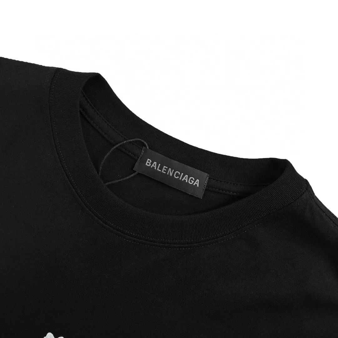 Balenciaga Multicolor Graphic Logo Black T-Shirt