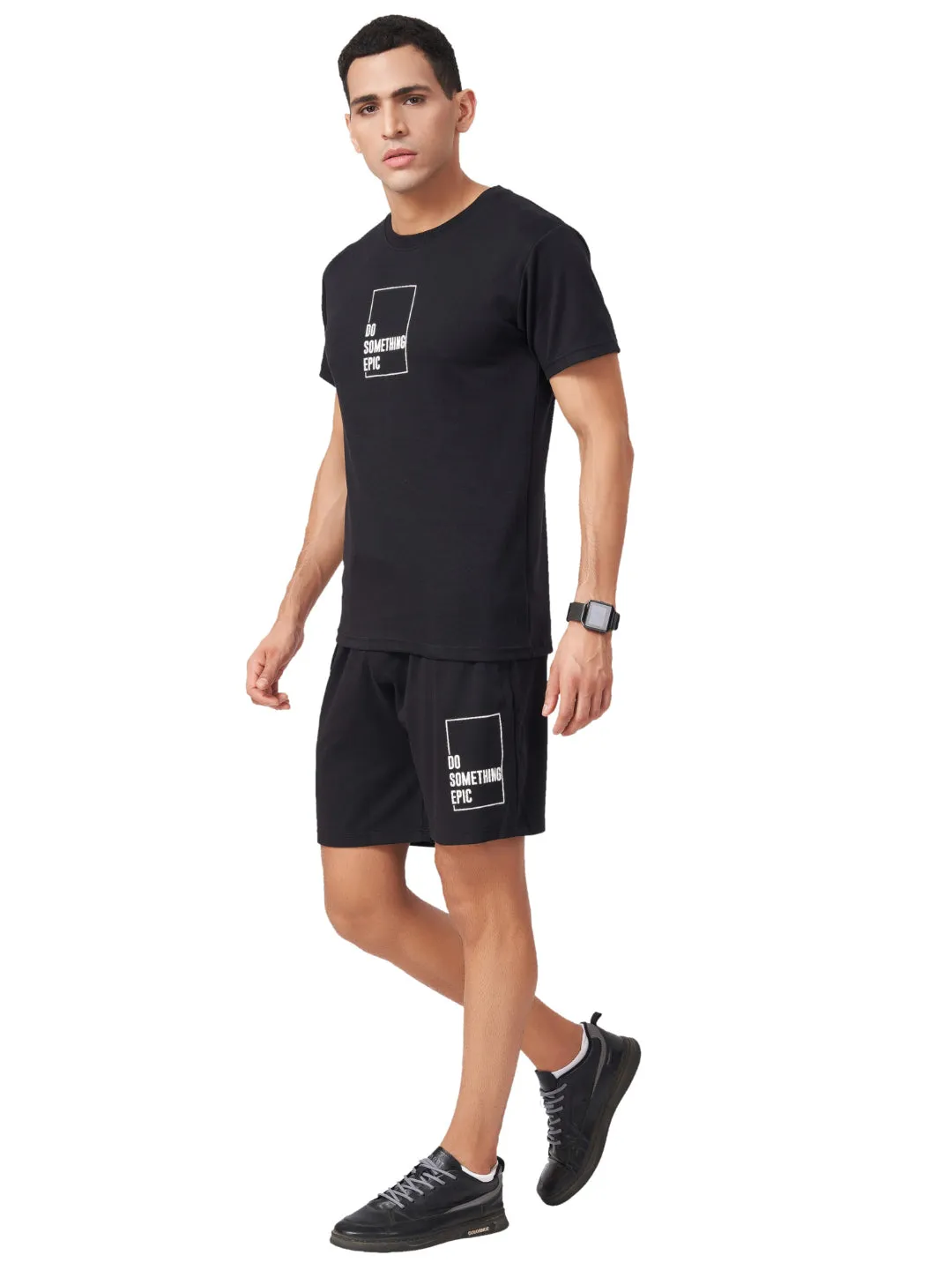 Black T-shirt And Shorts Co-Ord Set