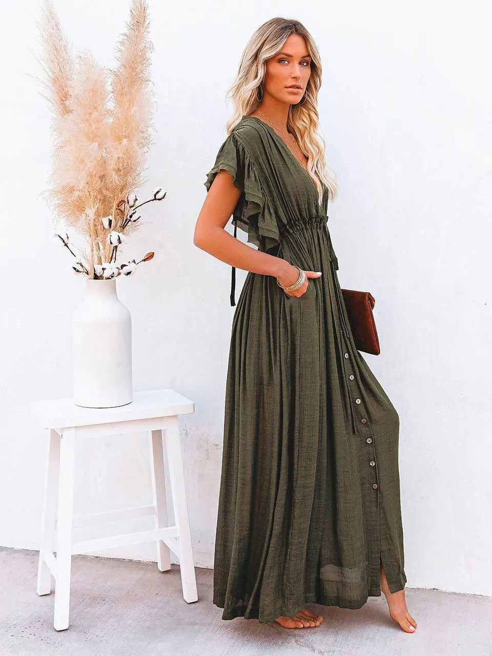 Boho Swing Maxi Dress With Backless Design for Women