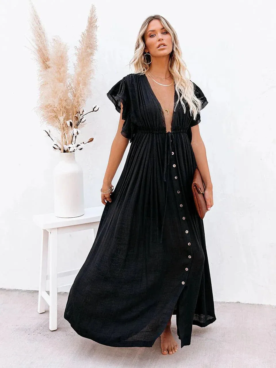 Boho Swing Maxi Dress With Backless Design for Women