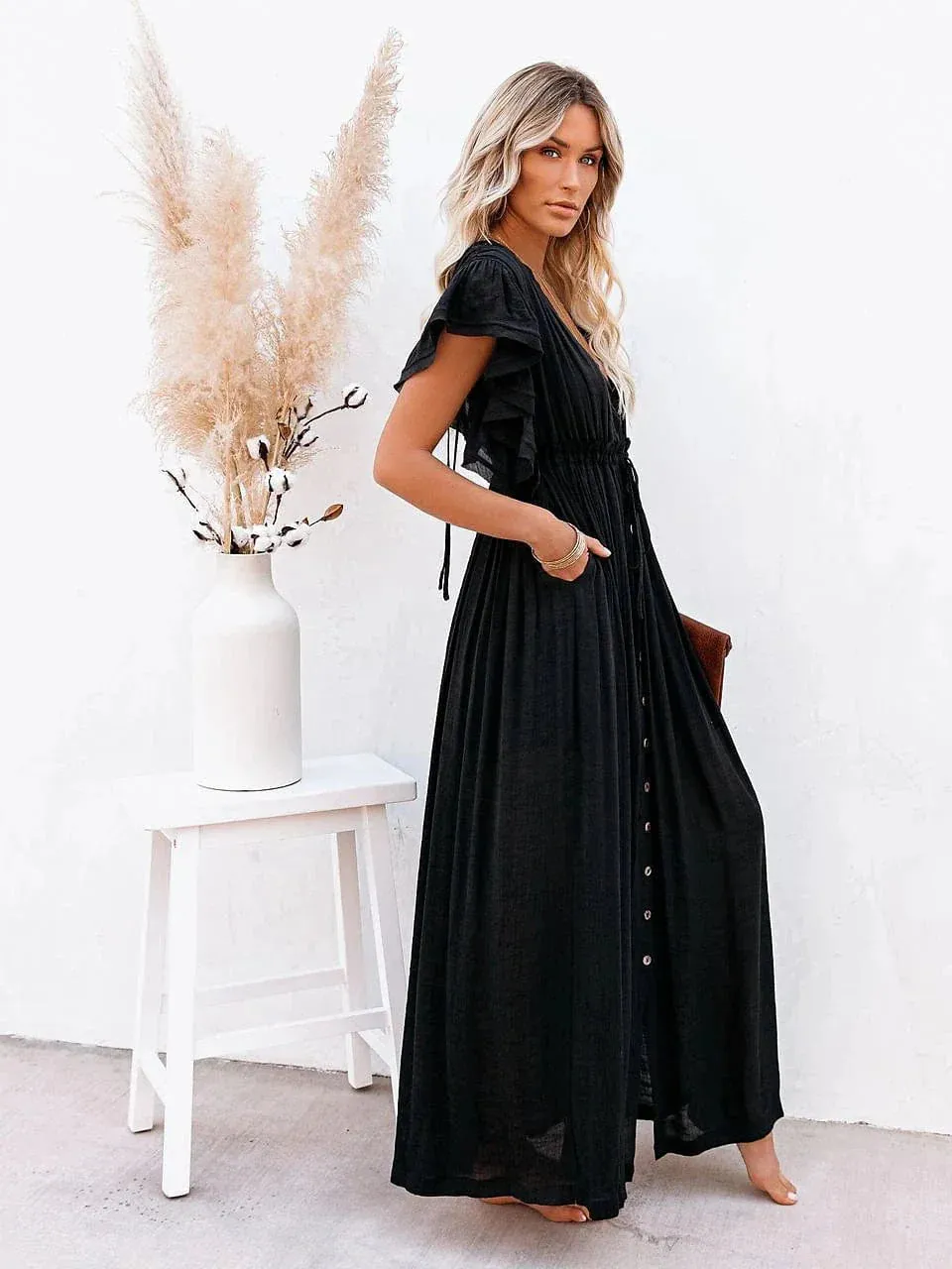 Boho Swing Maxi Dress With Backless Design for Women