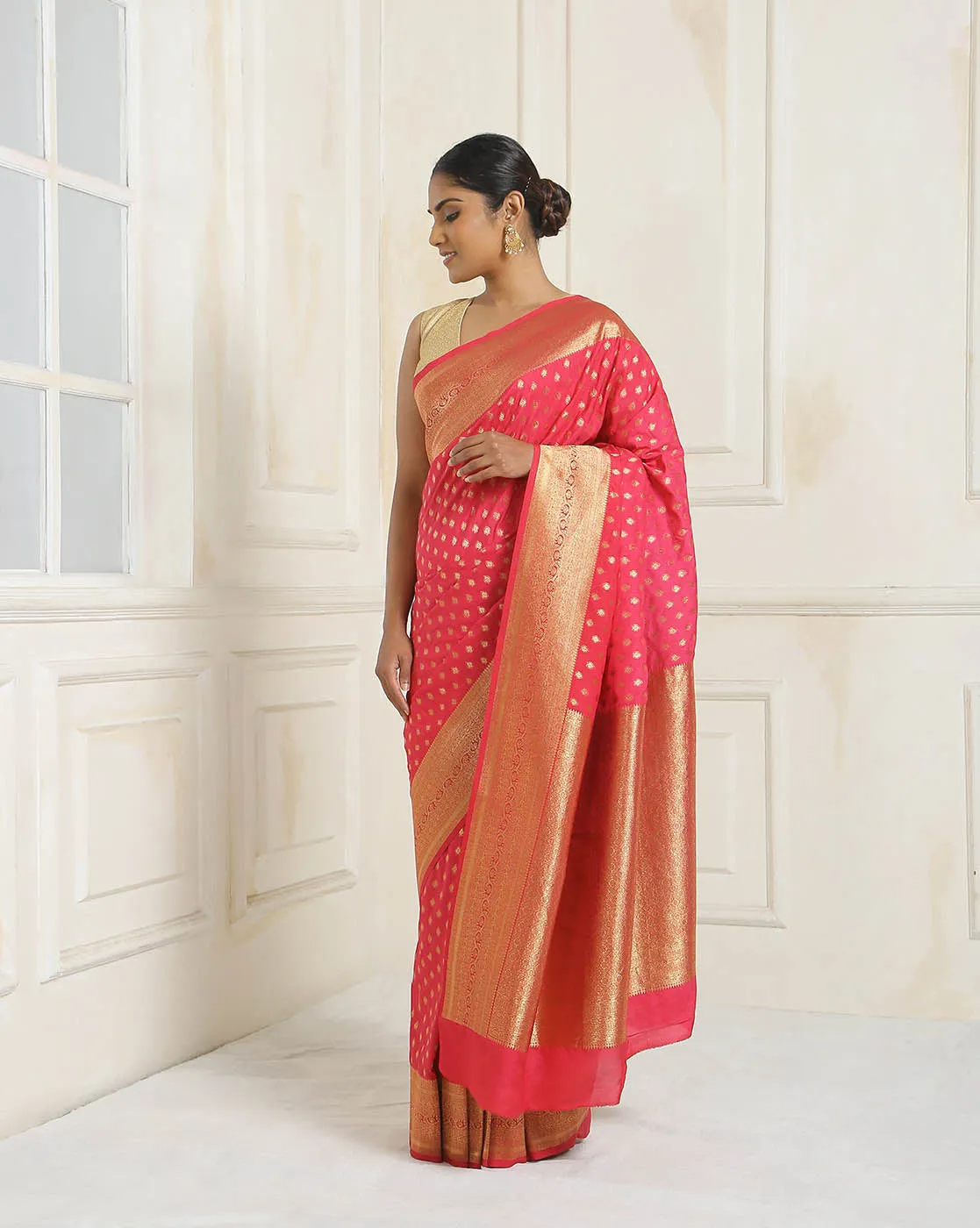 Brocade Zari Jaal Handloom Woven Saree