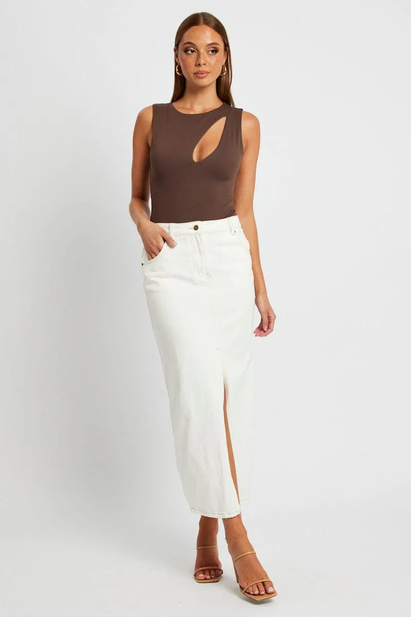 Brown Cutout Bodysuit Sleeveless Supersoft