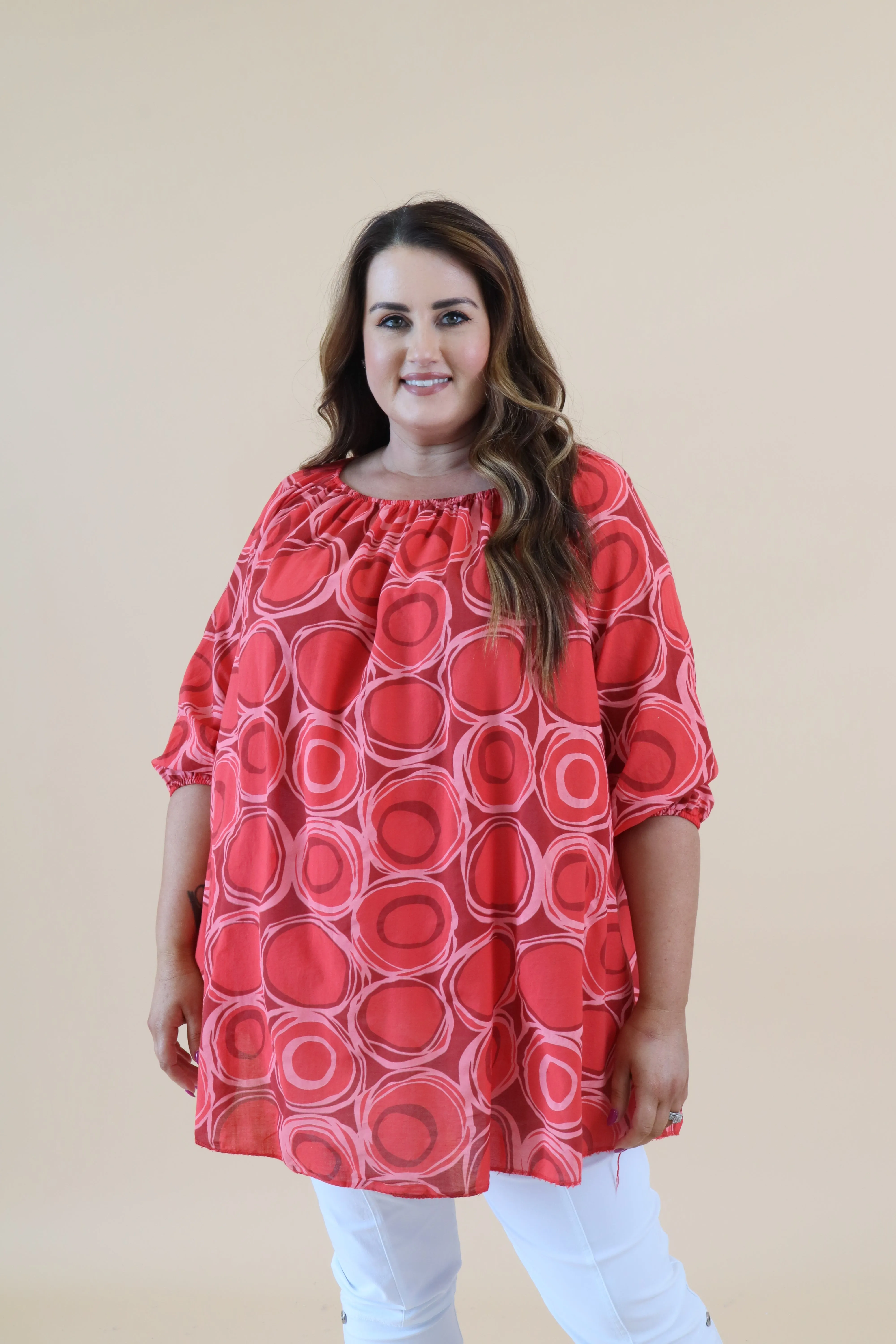 Casey Printed Blouse in Red