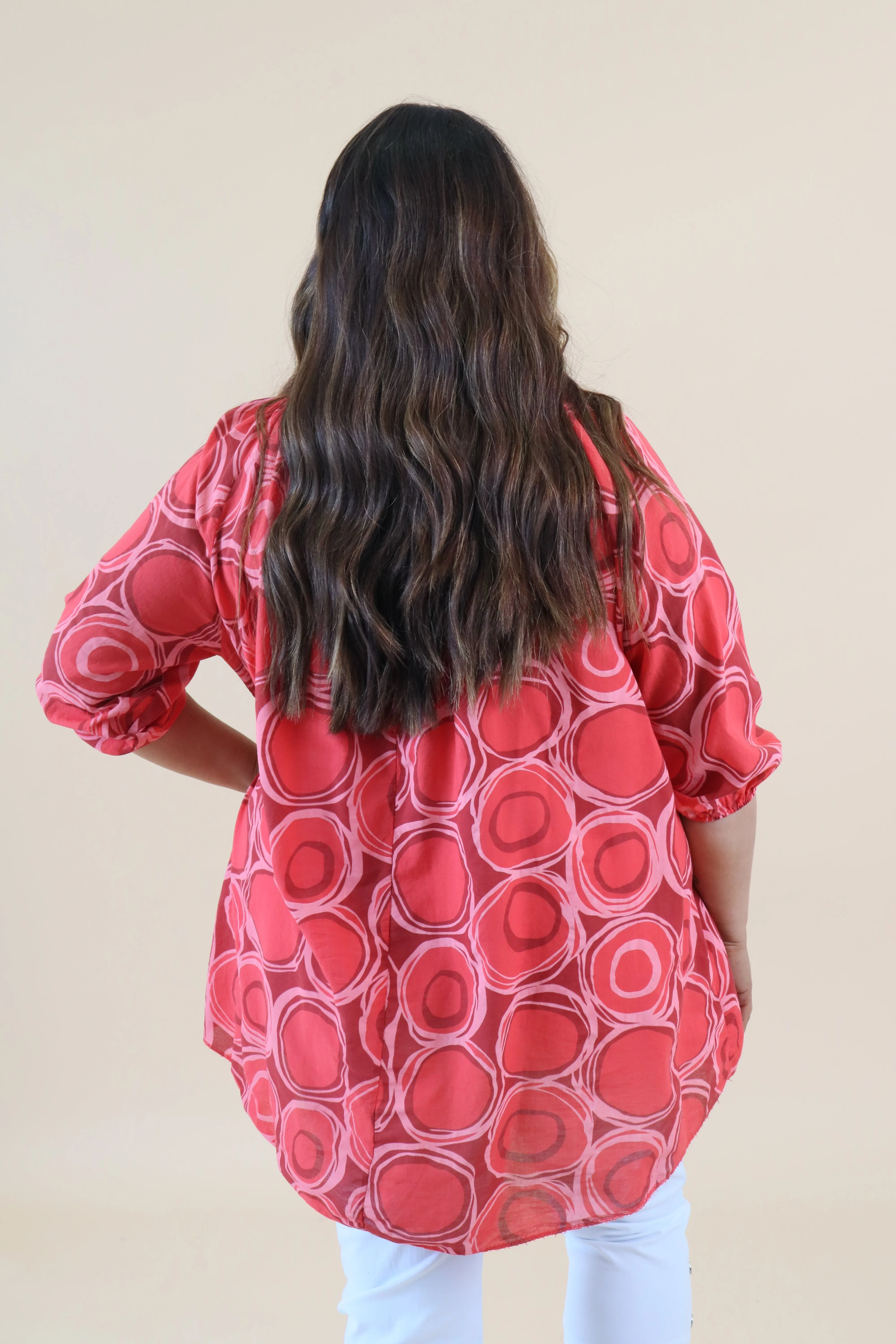 Casey Printed Blouse in Red