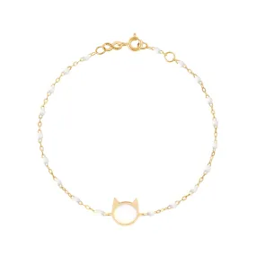 Cat Classic Gigi White bracelet, Yellow Gold, 6.7"