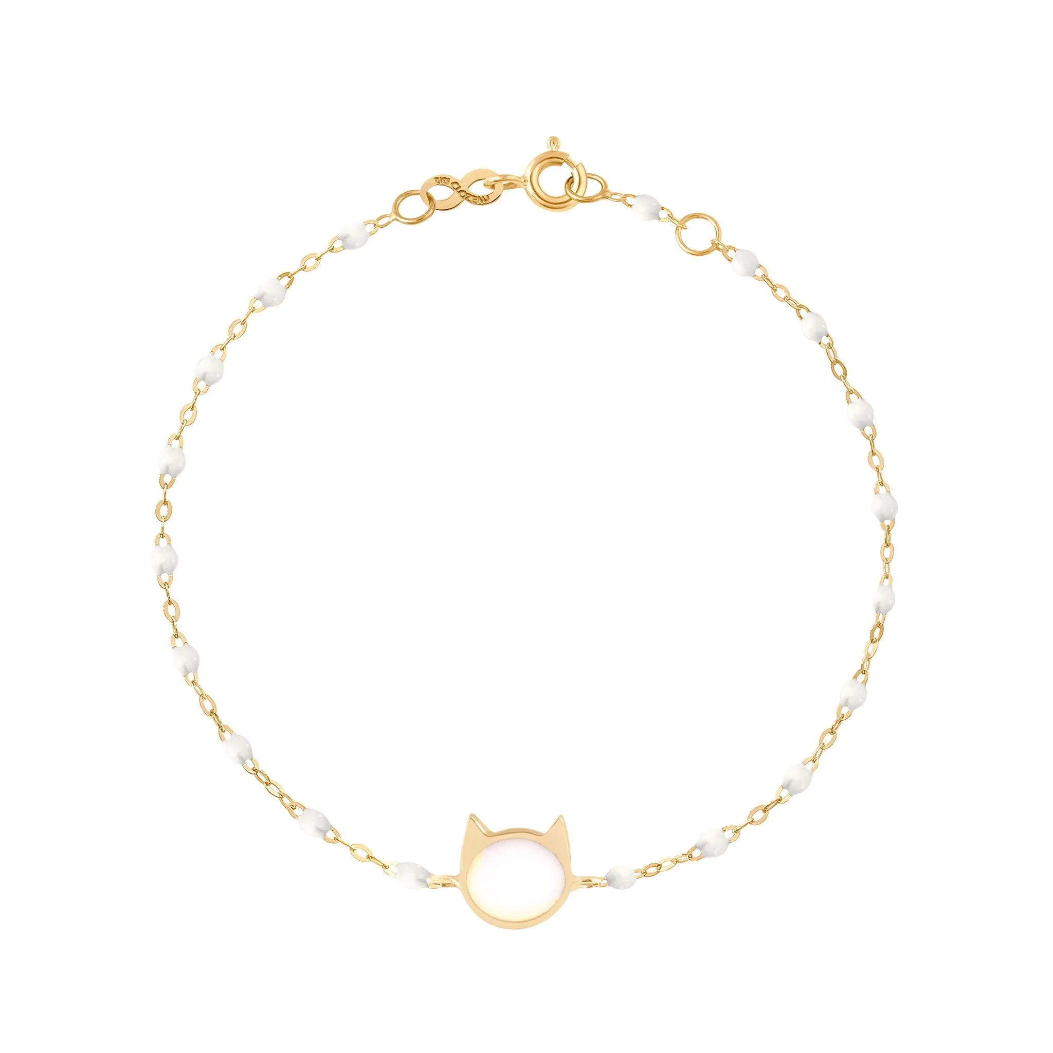 Cat Classic Gigi White bracelet, Yellow Gold, 6.7"