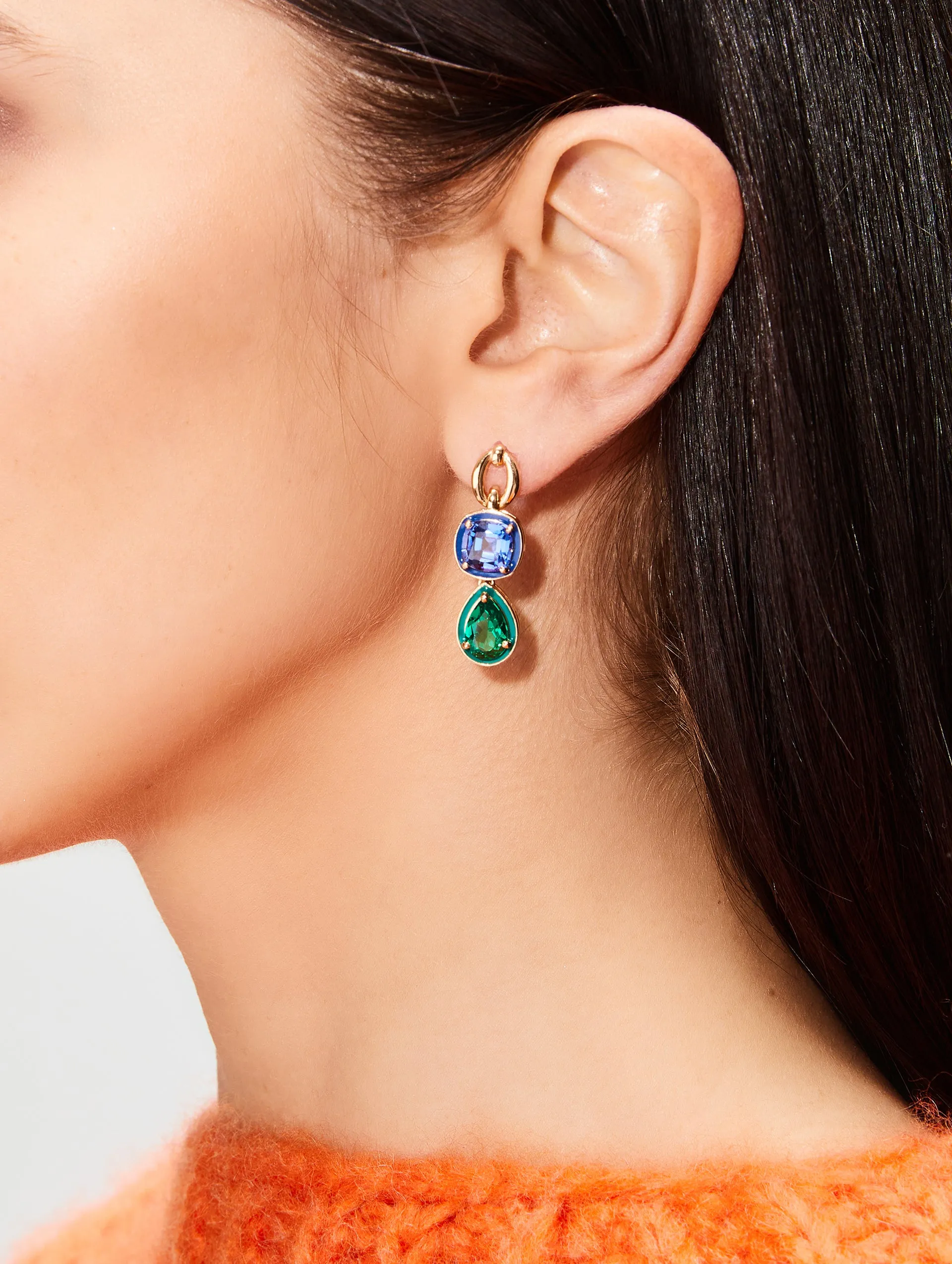 Catena Double Stone And Enamel Earrings