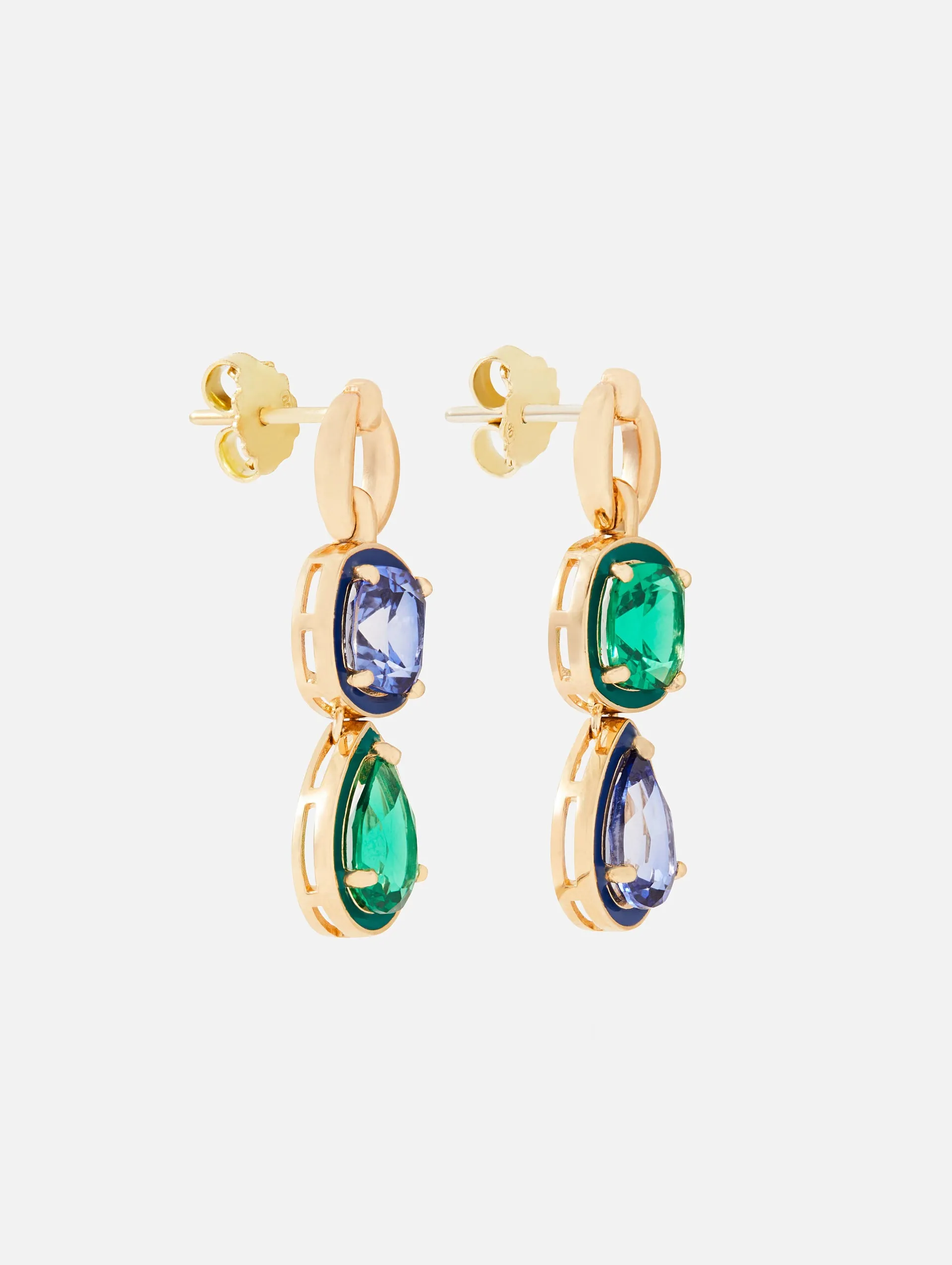 Catena Double Stone And Enamel Earrings