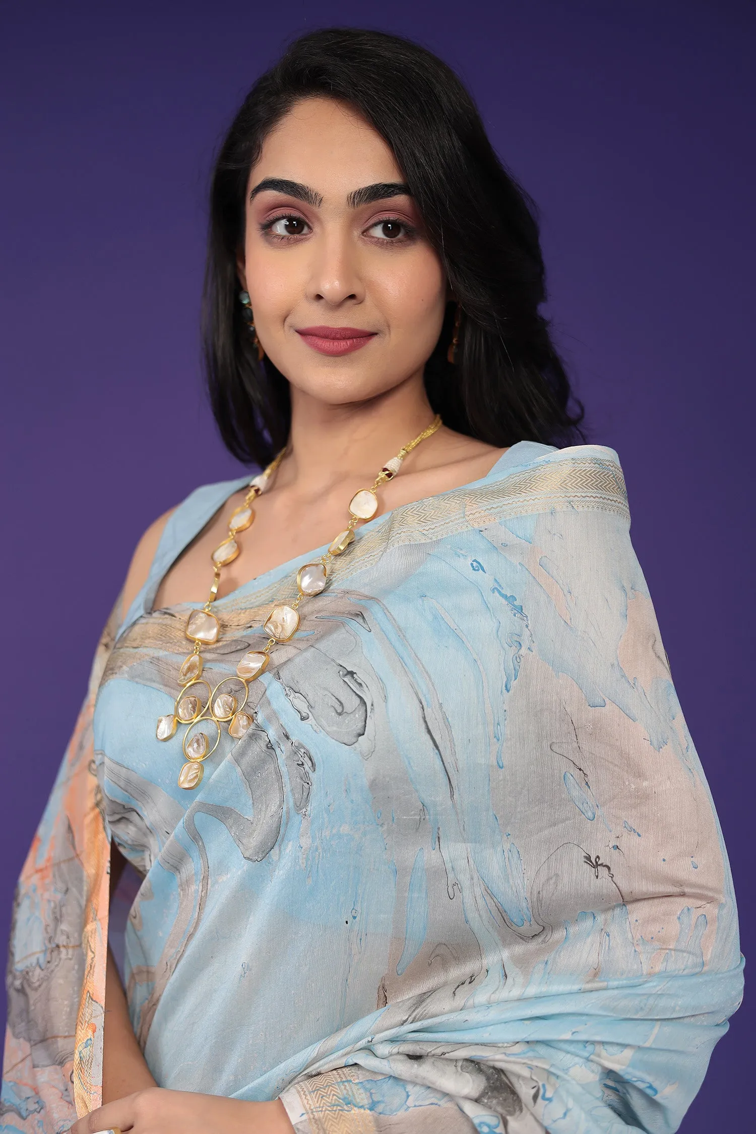 Chanderi Saree with Marble Print