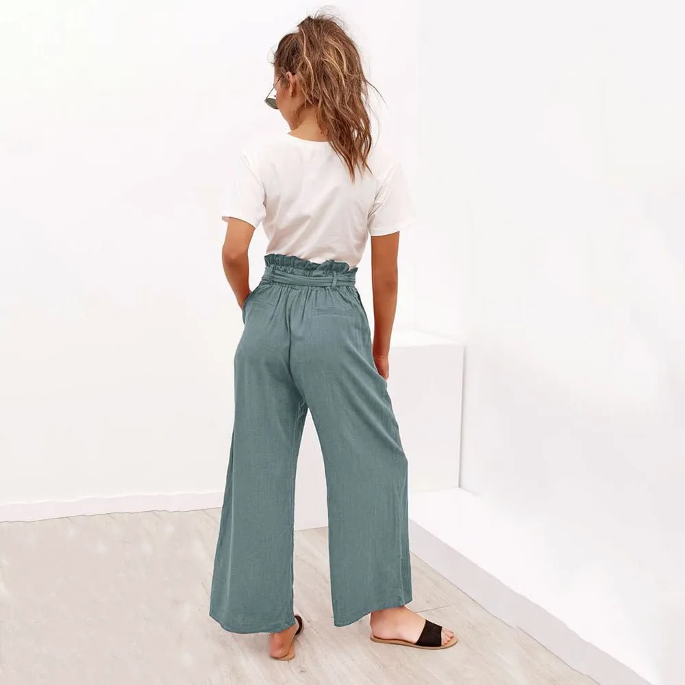 Cotton Linen High Waist Wide Leg Loose Pants