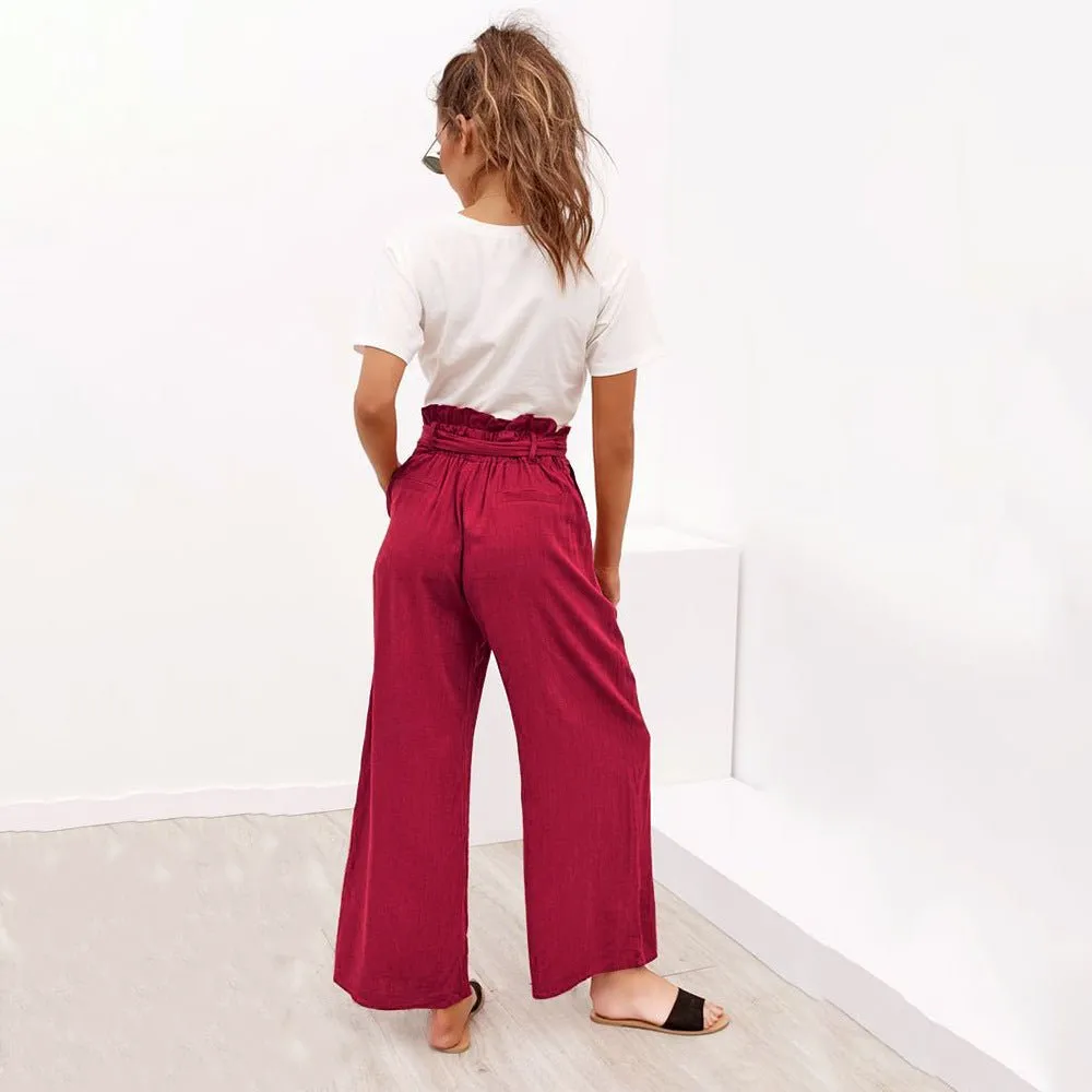 Cotton Linen High Waist Wide Leg Loose Pants