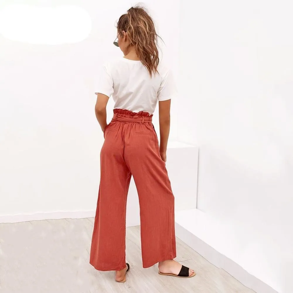 Cotton Linen High Waist Wide Leg Loose Pants