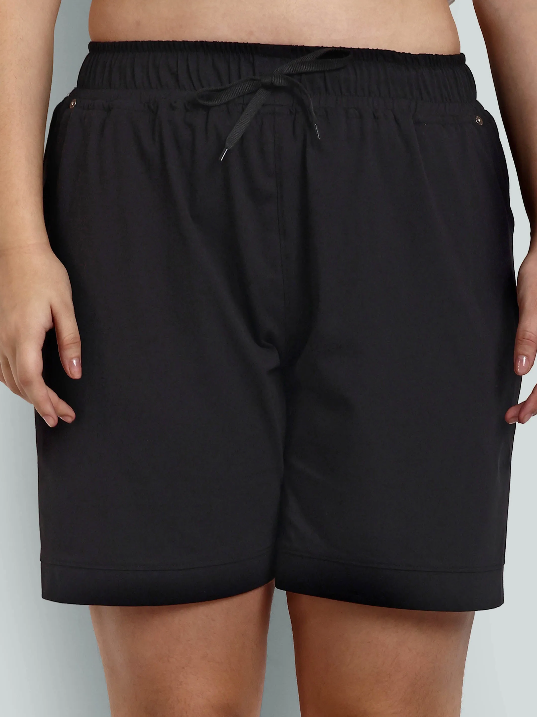 Cotton Shorts For Women - Plain Bermuda - Black