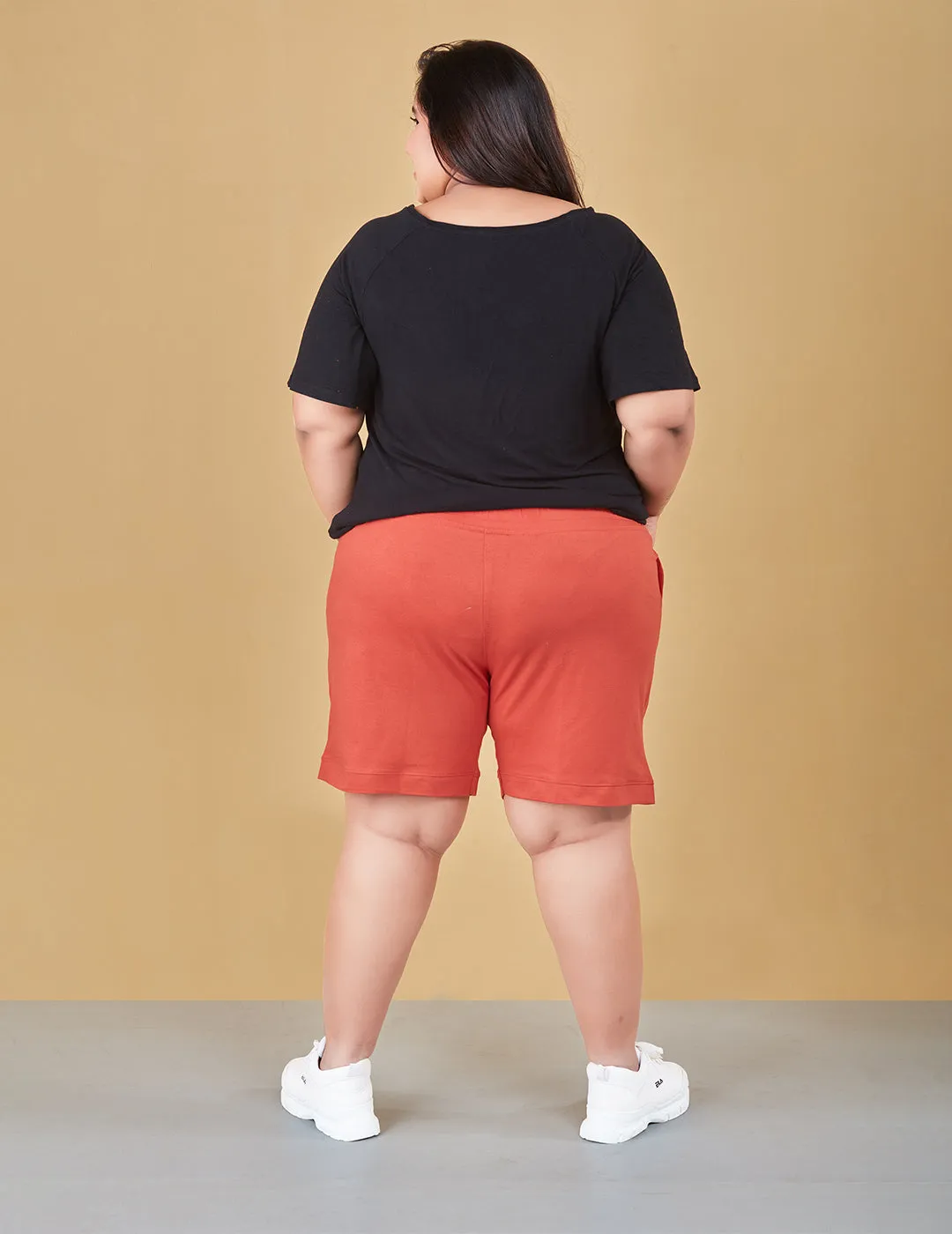 Cotton Shorts For Women - Plain Bermuda - Tangy Orange