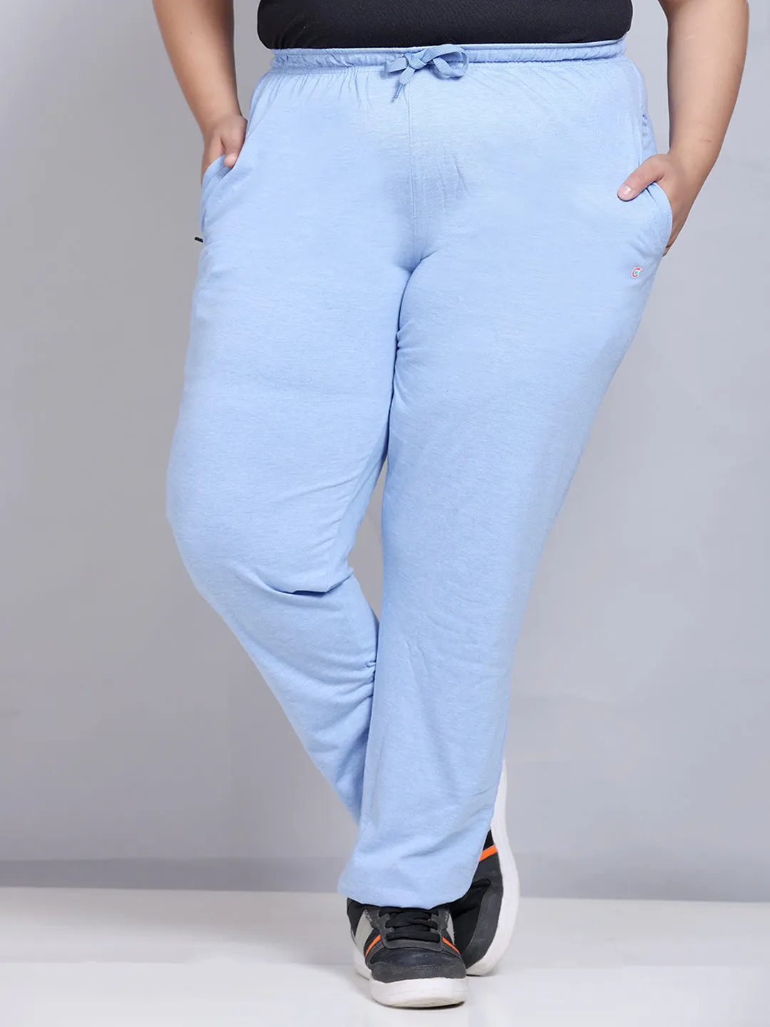 Cotton Track Pants For Women - Sky Blue