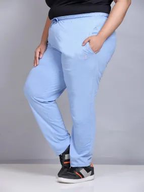 Cotton Track Pants For Women - Sky Blue