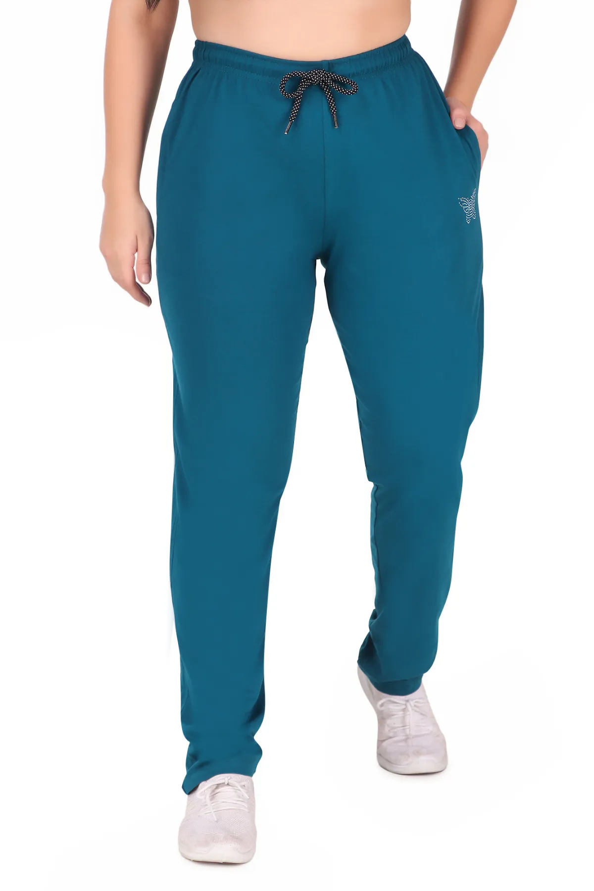 Cotton Track Pants For Women - Teal Blue