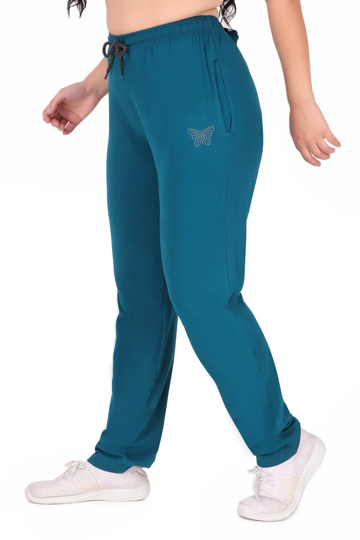 Cotton Track Pants For Women - Teal Blue