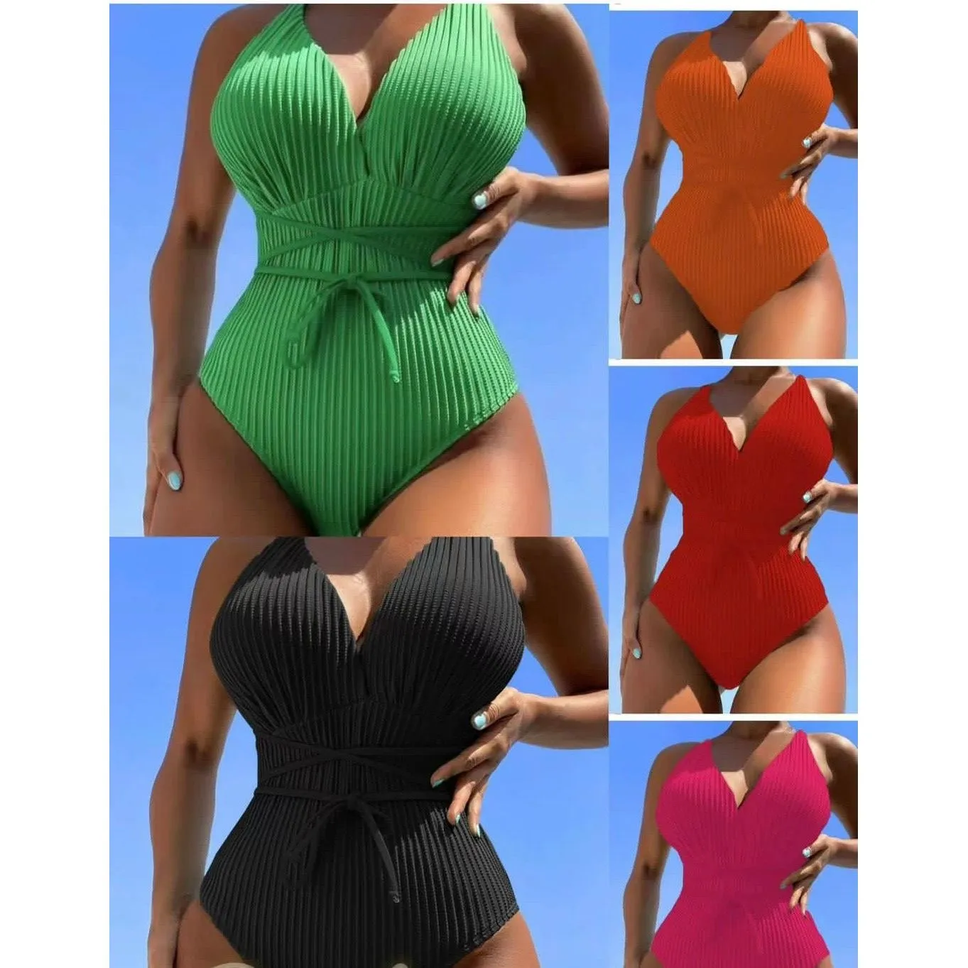 Crisscross Backless Knot Front One Piece Swimsuit