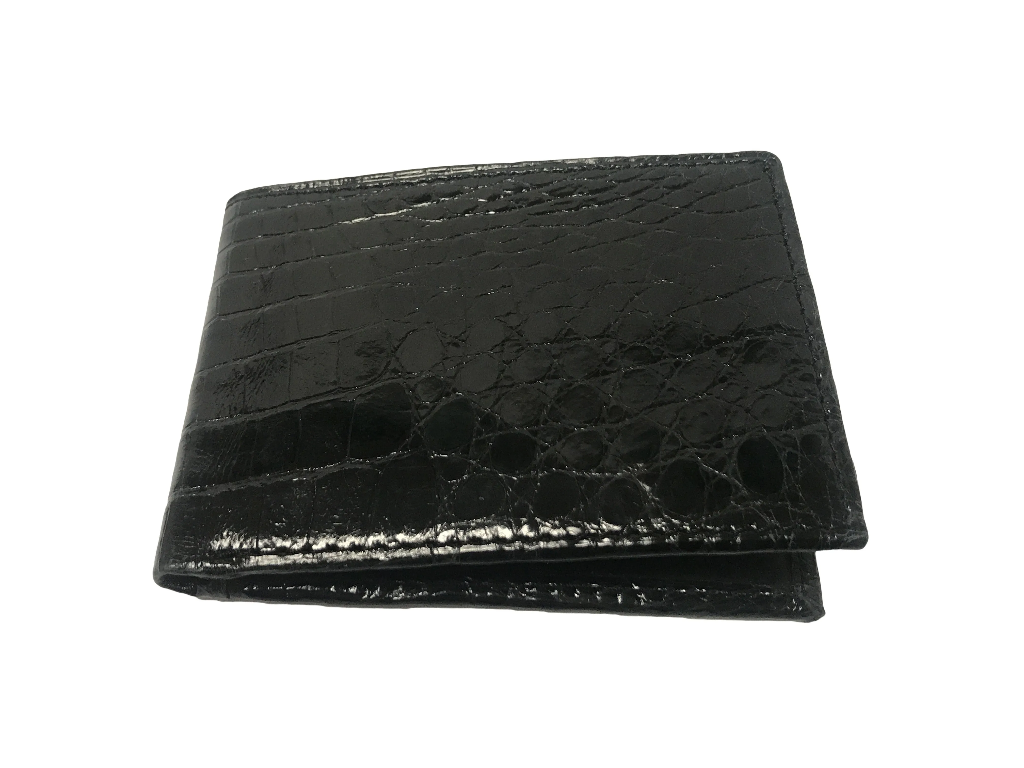 Crocodile Skin Billfold Wallet Black