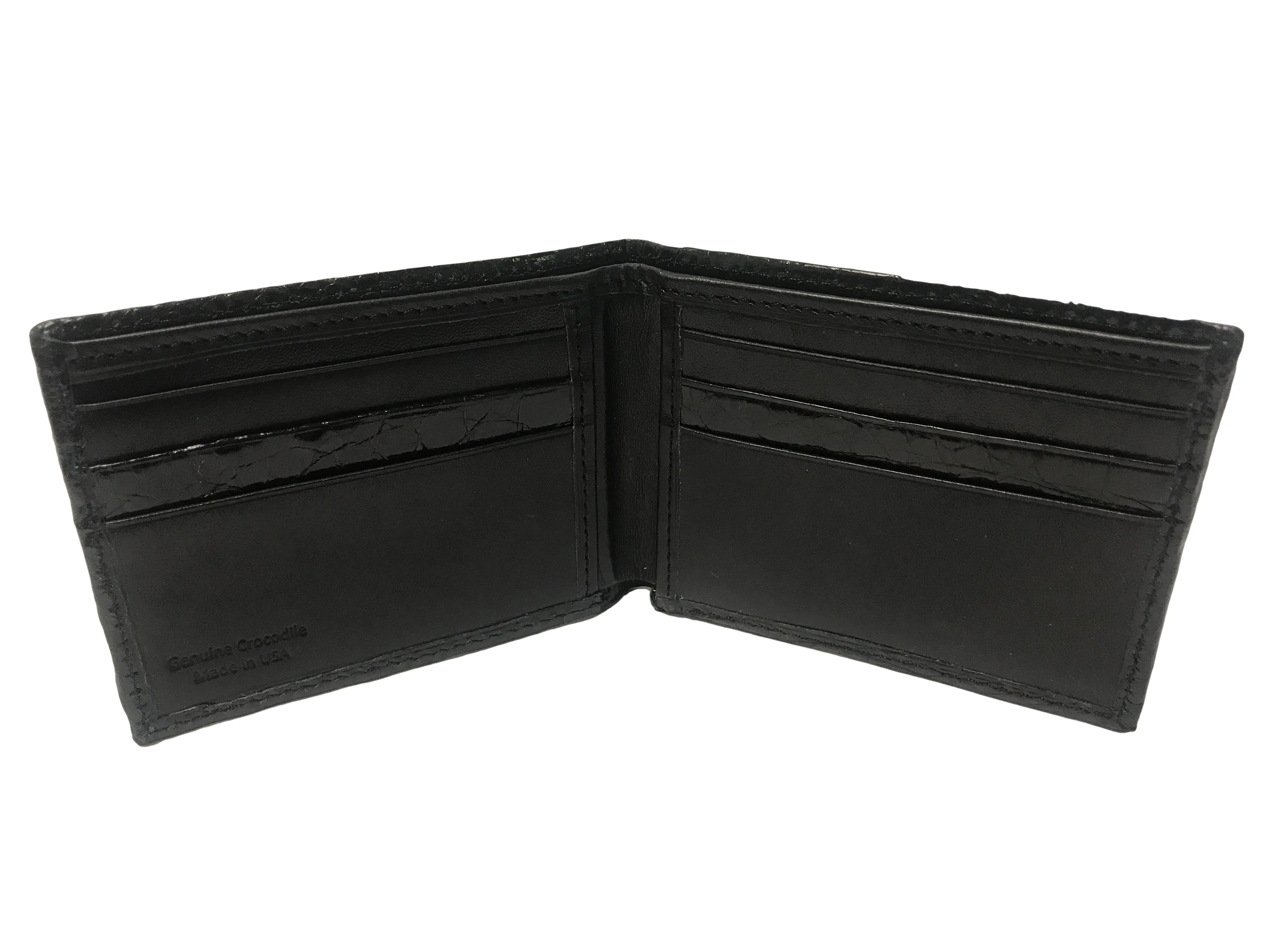 Crocodile Skin Billfold Wallet Black