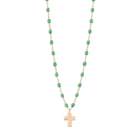 Cross Charm Classic Gigi Mint Necklace, Rose Gold, 16.5"