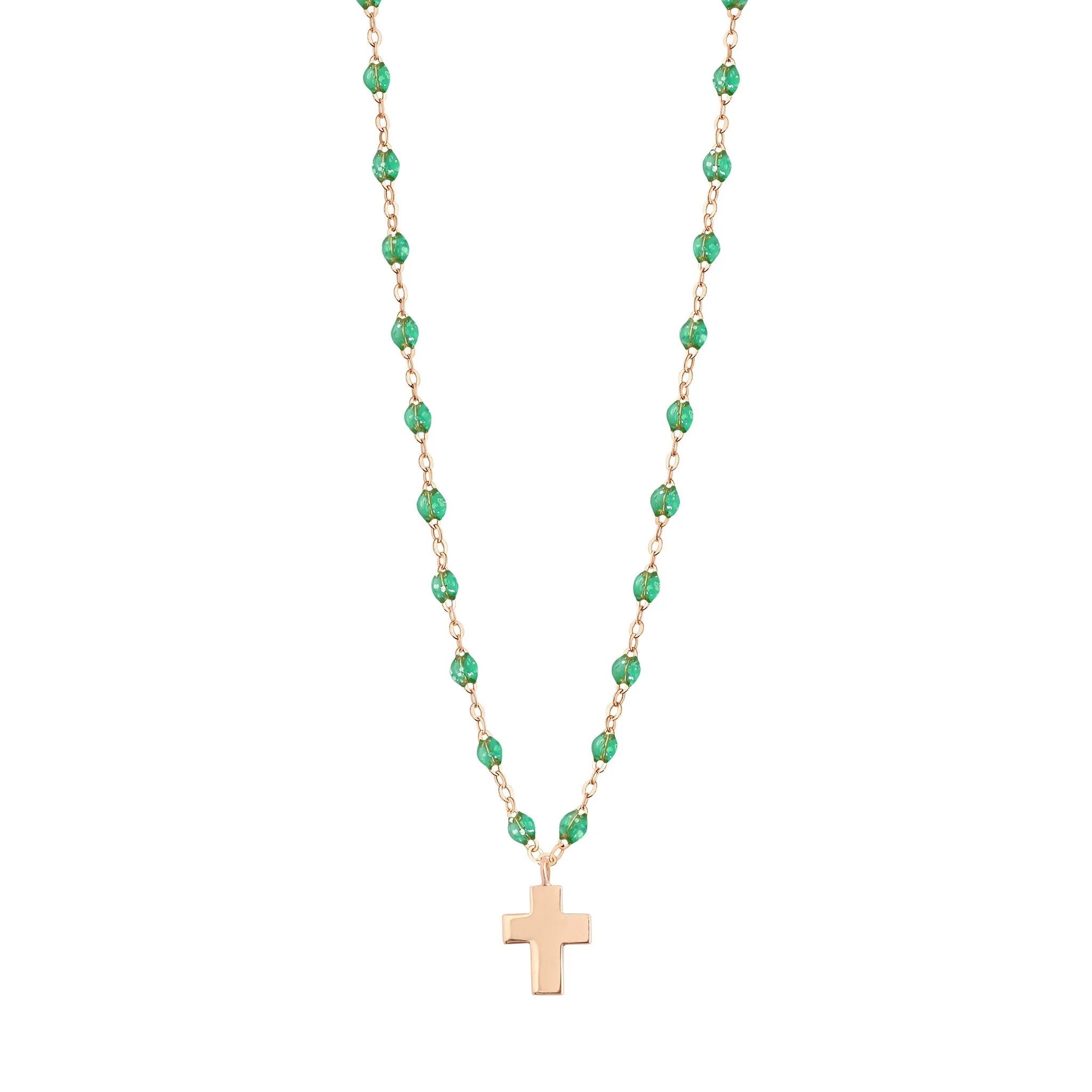 Cross Charm Classic Gigi Mint Necklace, Rose Gold, 16.5"