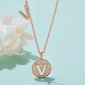 Customized V Letter Moissanite Diamond Necklace