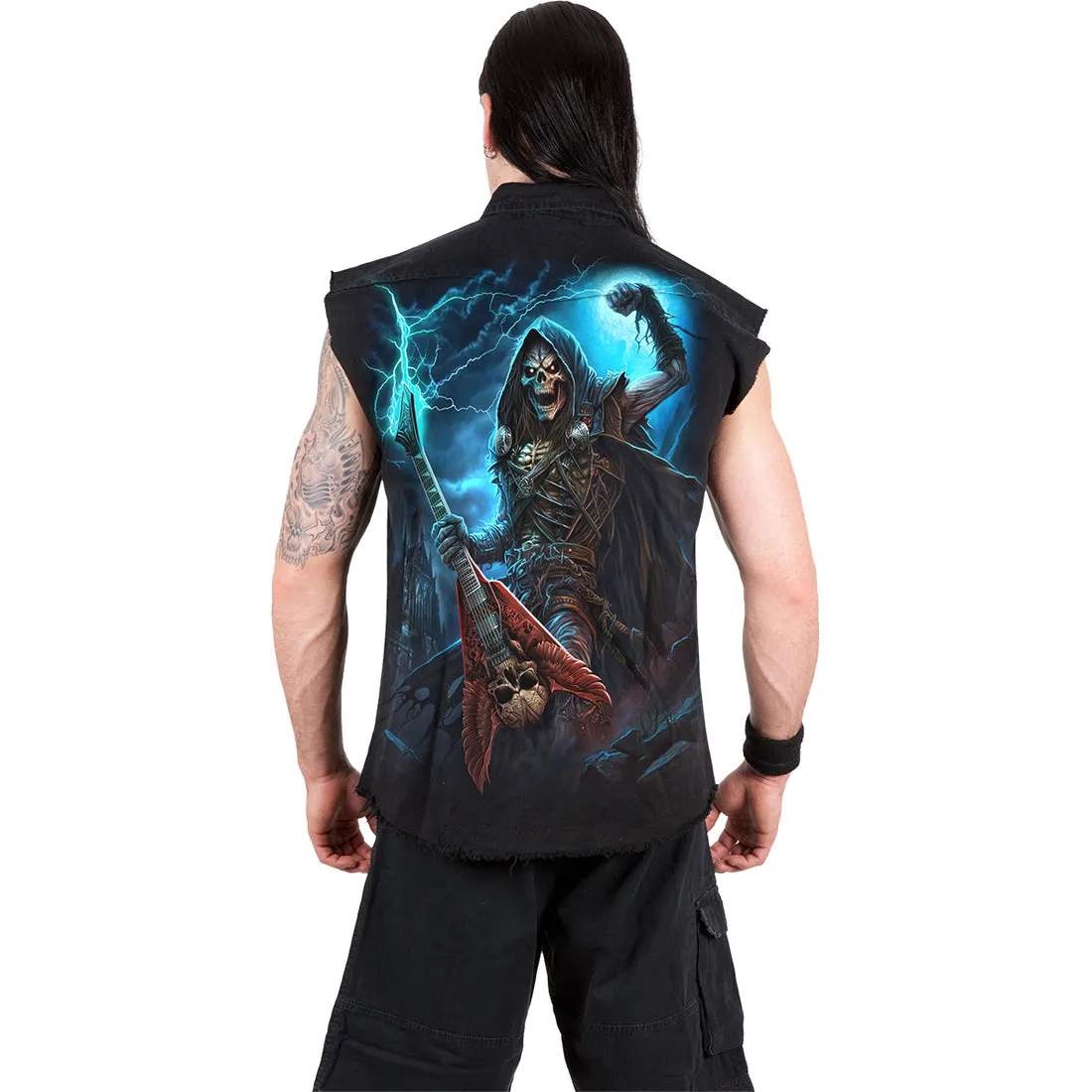 Dead Metal - Sleeveless Stone Washed Worker Black