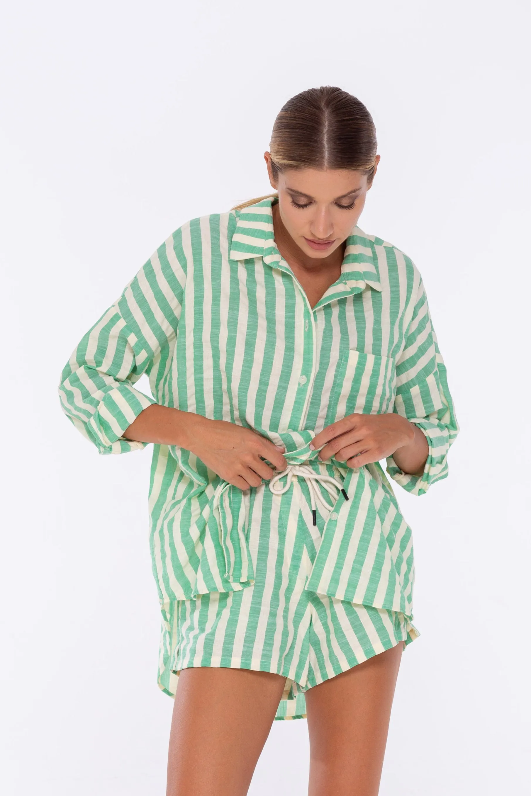 Defiant Shirt - Island Green/Ivory Stripe