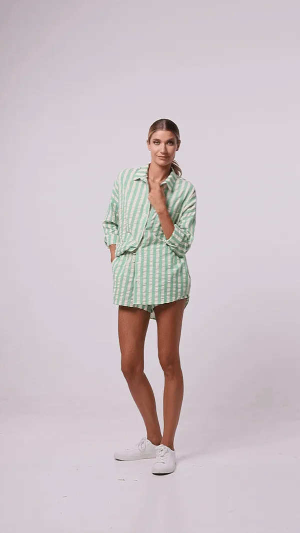 Defiant Shirt - Island Green/Ivory Stripe